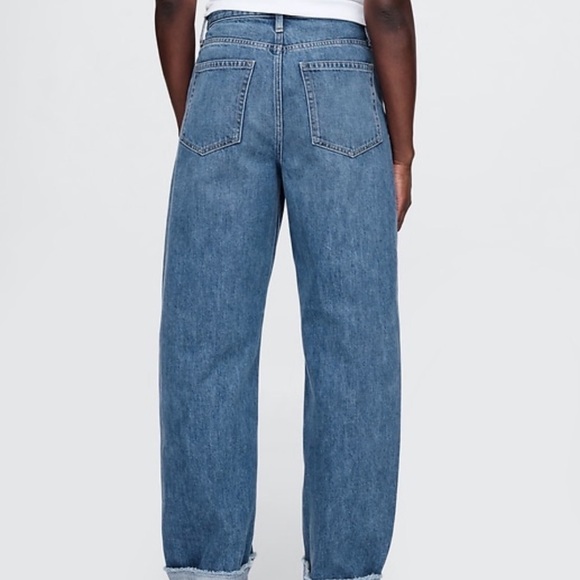 GAP Women's HI RISE BARREL cuffed Blue Jeans - Picture 6 of 7